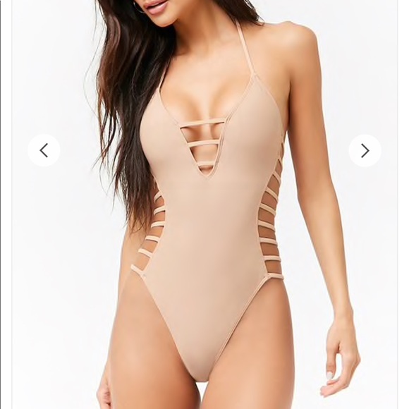 Forever 21 Swim Forever 2 Strappy Caged One Piece Swimsuit Nude Poshmark